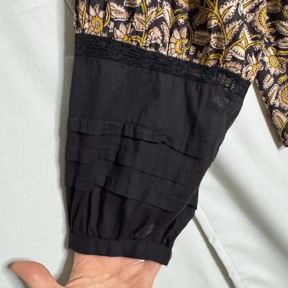 Anthropologie Cleobella Rafia Lace Harley Black Ballon Sleeve Peasant Blouse XS - Picture 5 of 15